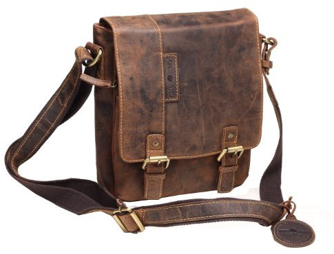 Greenburry Vintage Überschlagtasche Leder Handtasche braun | 22x25x8cm