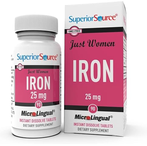 Superior Source Just Women - Iron 25 mg, (Ferrous Fumarate), Under The Tongue Quick Dissolve MicroLingual Tablets, 90 Count, Easily Absorbed, Assists Red Blood Cell Formation, Non-GMO