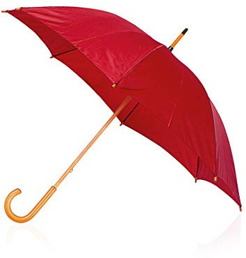 eBuyGB Wooden Crook Handle Large Umbrella Classic Manual Opening Rainproof for Men and Women Umbrella Windproof Strong - Red 41.5 Inch / 105cm Span 90cm Length