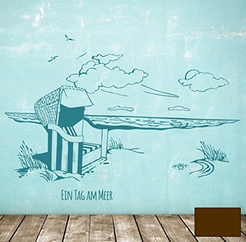 Wandtattoo Wandaufkleber Strandkorb am Meer maritim Ein Tag am Meer M1496 - ausgewählte Farbe: *Schokobraun* ausgewählte Größe:*XXL 182cm breit x 112cm hoch