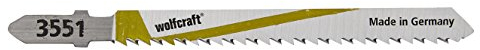 wolfcraft 2 Stichsägeblätter HCS I 3551000 I T-Schaft I für feine, saubere Schnitte in Holz, Laminat, Tischplerplatten, Spanplatten, MDF