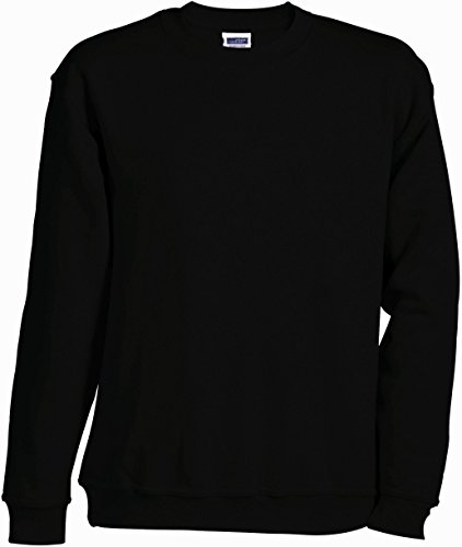 James & Nicholson Herren Round-Sweat-Heavy Sweatshirt, Schwarz (Black), X-Large