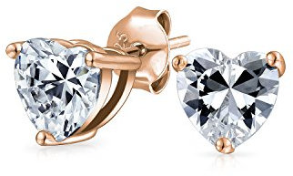 .75CT Zircone Cubico A Forma Di Cuore Orecchini A Perno Con Solitario Aaa CZ Per Donne Fidanzate Placcati In Oro Rosa In Argento Sterling .925