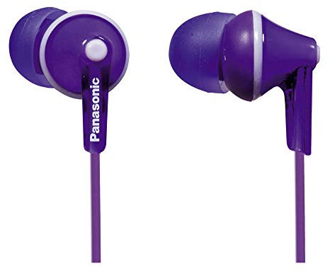 Panasonic RP-HJE125 In-Ear Earphones Channel-Type with Cable, Neodymium Magnet, Powerful Sound, ErgoFit, and Fit, Violet