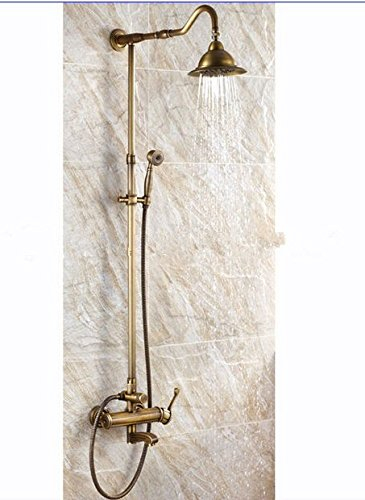 Gowe Luxe Laiton Ensemble de douche pluie Finition bronze, barre de douche, colonne de douche à fixation murale