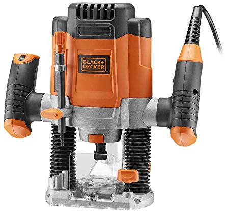 Black+Decker KW1200EKA-QS - Fresadora de 1200 W con 13 accesorios y maletín, naranja