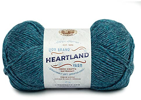 Lion Brand Yarn Company 142 g 100 Percent Acrylic Heartland Yarn Ball, Glacier Bay, 10.89 x 10.89 x 22.95 cm, 136-105
