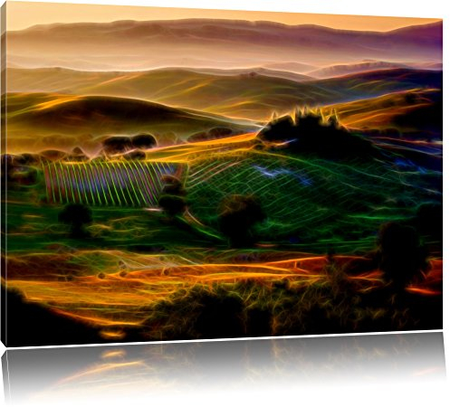 Pixxprint Toskana Landschaft abstrakt, Größe: 120x80cm, Leinwandbild, fertig gespannt, Wandbild, Dekoration, Kunstdruck, kein Poster