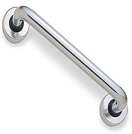 Merriway BH03939 Round Pull Handle with Roses Concealed Fix 300mm 12 inch - Polished Aluminium , Grey