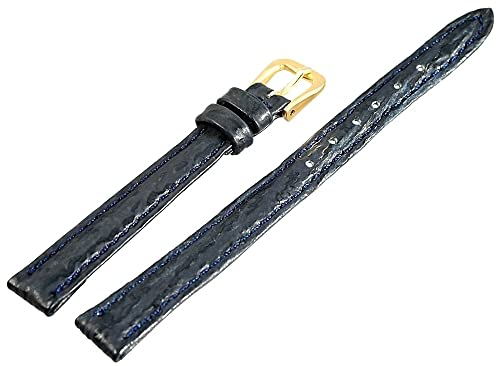 Excellanc -Uhrenarmband Ersatz Echt Leder Stegbreite 10-12 mm Dornschließe (Stegbreite: 10 mm, blau)