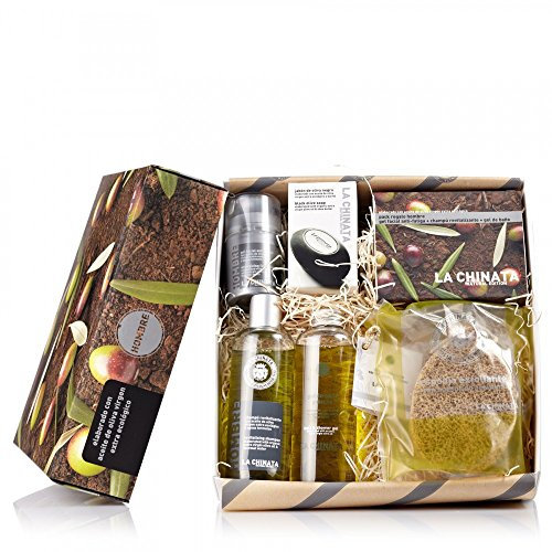 La Chinata Coffret cadeau pour homme Medium Man (Shampooing 250ml + Gel douche 250ml + Kit de Voyage 3x15ml + Éponge exfoliante + Savon exfoliant 100g + Gel visage 50ml)