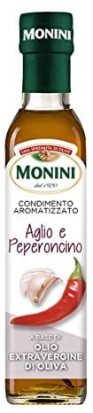 Monini Aromatizzato Aglio e Peperoncino Condimento a Base di Olio Extra Vergine di Oliva - 1 Bottiglia da 250 Millilitri