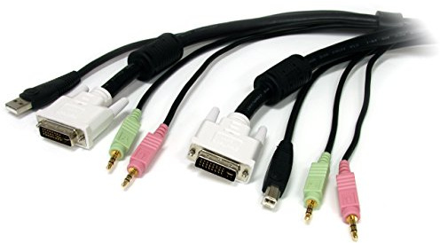 StarTech.com 4-in-1 USB DVI KVM Cable - Keyboard / video / mouse / audio extender - 4 pin USB Type A, mini-phone stereo 3.5 mm , DVI-I (USBDVI4N1A10)