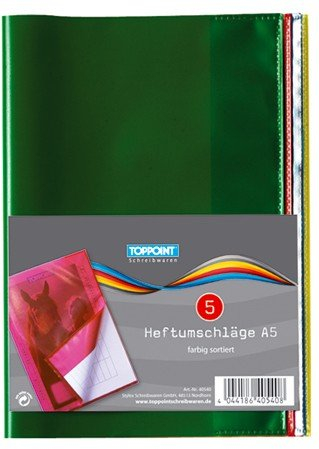 5 Heftumschläge DIN A5 / farbig sortiert