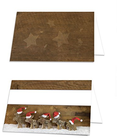Logbuch-Verlag 25 weihnachtliche Tischkarten braun rot weiß mit Rentieren - kleine Namensschilder Sitzplatzkarten für Weihnachtsfeier Tischdeko Weihnachten