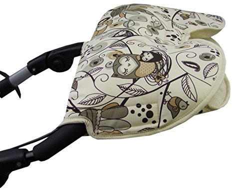 BAMBINIWELT universaler Muff Handwärmer Handschuhe für Kinderwagen Buggy Jogger mit Wolle EULEN (§3) XX