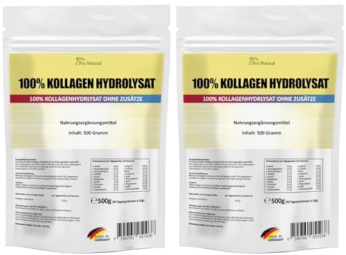 Pro Natural Kollagen Hydrolysat Collagen für die Gelenke & Knorpel 2er Pack (2 x 500 g) (Collagen Protein Pulver)