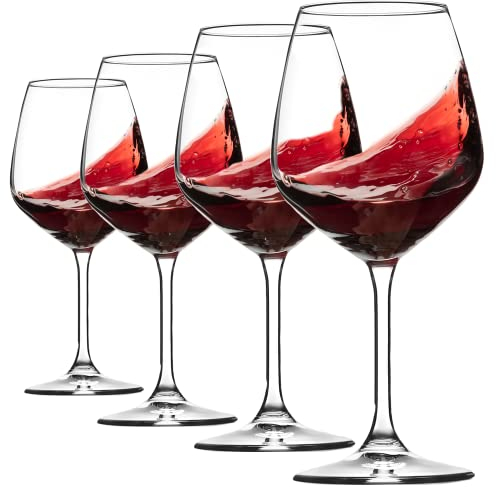 Paksh Novelty Italian Red Wine Glasses - 18 Ounce - Lead Free - Wine Glass Set of 4, Clear