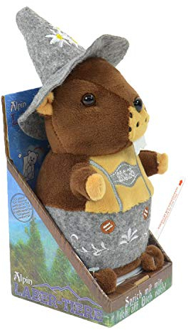 Kögler 75643 - Labertier-Murmeltier Seppl in Trachtenkleidung, ca. 21 cm groß, nachsprechendes Plüschtier mit und Wiedergabefunktion, plappert alles witzig nach und bewegt sich