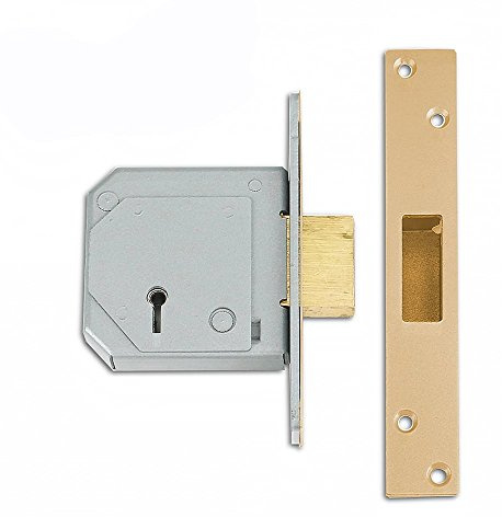 Union B-3G114E-PB-67 5 Lever Mortice Deadlock (British Standard) - Polished Brass Finish