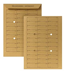 POSTHORN Versandtasche B4 (250 Stück), ungummierte Hausposttasche, braune Umlaufmappen mit Tabellenaufdruck und praktischer Sichtlochung (353x250 mm), 110g/m²