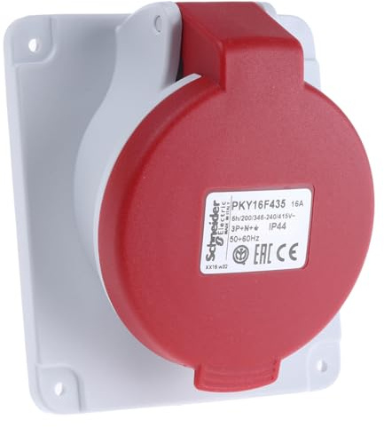 Schneider PKY16F435 CEE Anbausteckdosen Schneidklemmen, 16A, 3p+N+E, 380-415 V AC, rot