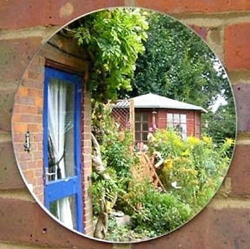 Super Cool Creations Garden Mirror, 40cm Diameter, Shatterproof Acrylic | 40cm diameter, round circular, shatterproof acrylic, includes fixers