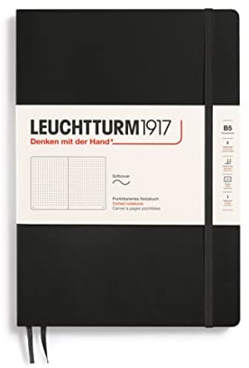 LEUCHTTURM1917 349298 Notizbuch, Softcover, 123 nummerierte Seiten, Dotted, Schwarz, Composition (B5)