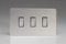 Varilight 3-Gang 10A 1- or 2-Way Rocker Light Switch (Twin Plate) Polished Chrome XDC93S, 86x147x25mm