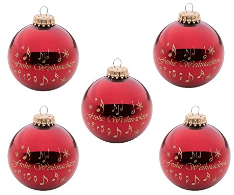 5er Set Weihnachtskugeln Frohe Weihnachten - Schönes Geschenk für Musiker
