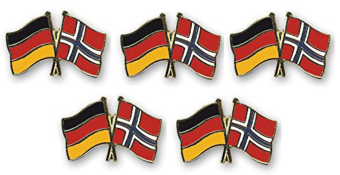 Yantec Pins 5er Pack Deutschland - Norwegen Freundschaftspin Flagge