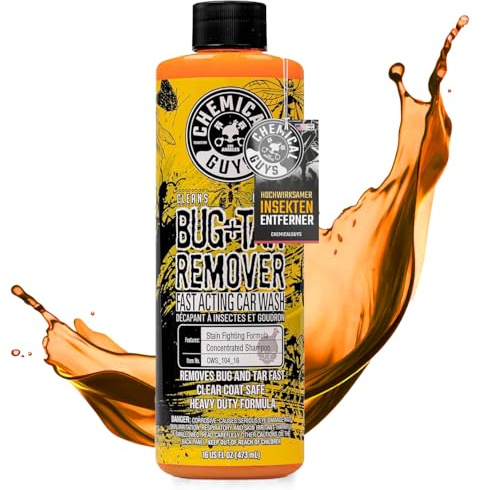 Chemical Guys Bug and Tar Remover Fast Acting Car Wash - Heavy Duty Cleaner for Bugs, Tar, Grime, Tree Sap & Bird Droppings - Safe for Car Paint, Glass, Chrome, Plastic, All Exterior Surfaces - 16 oz