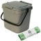 Kitchen Compost Caddy and 25x 8L Compostable Bags - Silver Grey - for Food Waste Recycling (7 Litre) - 7L Plastic Composting Bin