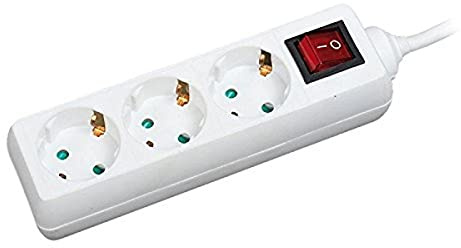Logilink Outlet Strip, 3 Steckers mit Schalter und Kinderschutz, weiß, LPS206
