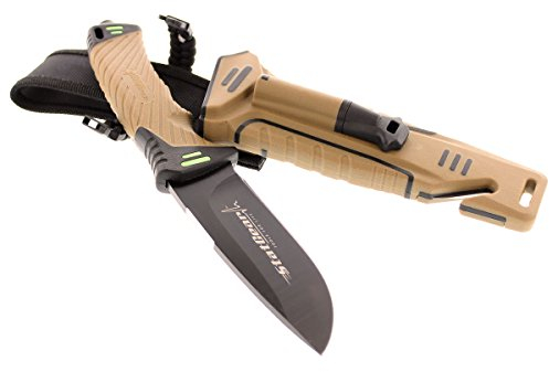 STATGEAR Surviv-All Rettungsmesser mit Gurtschneider, Feuerstarter, Diamantschärfer, Paracord