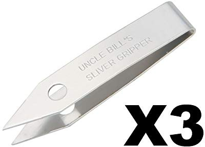 Uncle Bill's Sliver Gripper Tweezers Stainless Steel Keychain Clip Camp (3-Pack)