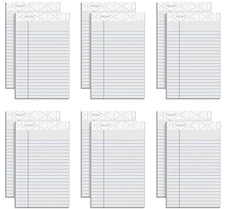 Tops 63060 Prismt Plus Jr. Legal Rule Writing Pads, 5x8, Pastel Gray, 50 sheets/pad, 12/pk