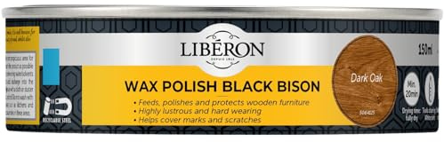 Libéron Wax Polish Black Bison Paste for Wood, Dark Oak, 150ml | With added carnauba wax, Feeds, polishes & protects, Covers marks & scratches, Hard-wearing & lustrous finish