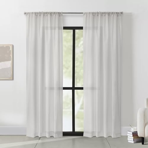 Thermasheer Weathershield Insulated Sheer Rod Pocket Curtain Panel 50 x 84 in White