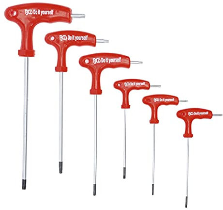 Torx-Schlüssel extra lang T10 bis T40 – Set mit 6 Drehschrauben, T-Griff