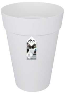 Elho Loft Urban Round High 28 - Macetero por Exterior - 100% Plástico Reciclado - Ø 27.5 x H 35.8 cm - Blanco/White