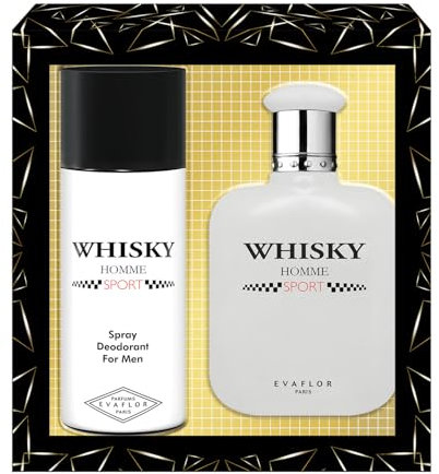 WHISKY Sport • Coffret Eau de Toilette 100ML + Déodorant 15OML • Vaporisateur • Spray • Parfum Homme • Cadeau • EVAFLORPARIS