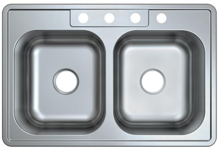 Elements of Design Cuisine E33228DBN Double Bowl Self-Rimming Kitchen Sink, Brushed Nickel