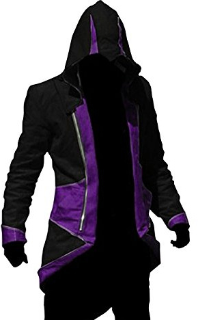 Cos2be Giacca con Cappuccio (Nero e Viola, Uomo-M)
