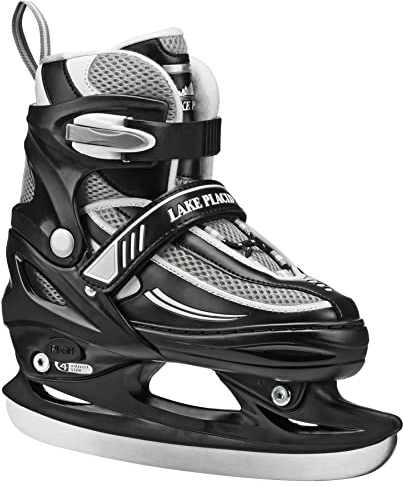 Lake Placid Summit Boy's Adjustable Ice Skate Black/White Small (10J – 13)