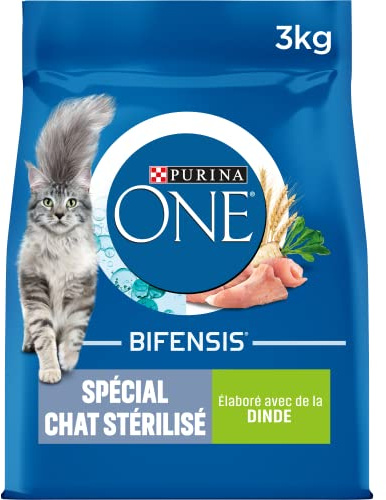 PURINA ONE Bifensis - Croquettes Chat Adulte Stérilisé Dinde - 4 x 3 kg | Croquettes Chat Stérilisé Saveur Dinde - Métabolisme sain, aide au contrôle du poids quotidiennement - Santé Chat