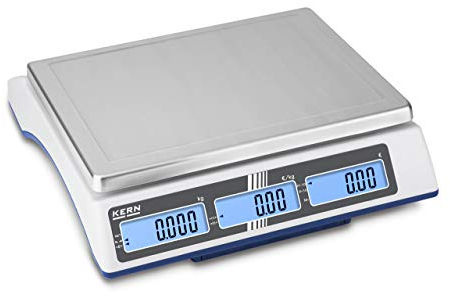 Kern & Sohn Preisrechnende Waage RIB 30K-2M (Wägebereich 15 kg / 30 kg; Ablesbarkeit: 5 g / 10 g, drei Displays; schmutzabweisend, Zweitanzeige an der Waagen Rückseite)
