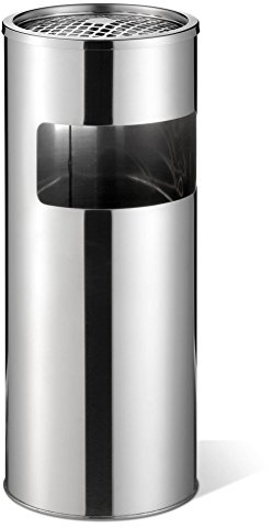 Durable Papierkorb Edelstahl 17 Liter, mit Ascher, rund, silber, 337323