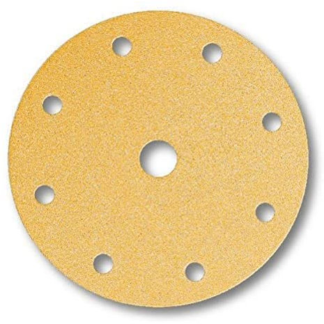Mirka Gold Universal-Schleifpapier Ø 150mm Klett 9-Loch, Korn P60, 50 Stk/Zum Schleifen von Gips, Spachtel, Spanplatten, Holz, Lack