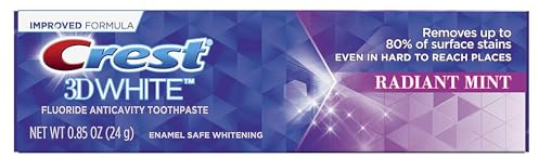 Crest 3D-Weiß Vivid Fluoride Anticavity Zahnpasta, Radiant Mint 0,85 Unzen (Packung mit 5)